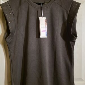 Elegant Charcoal Sleeveless Blouse